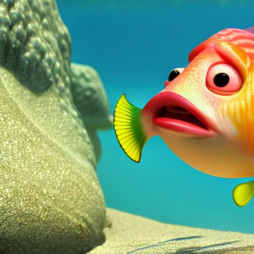 fish with big lips ; pixar, octane render, ultra hd 