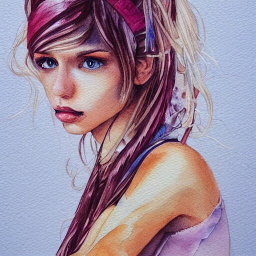 watercolor art on paper, libra girl portrait, highly detailed, artstation, masterpiece, award - winning 