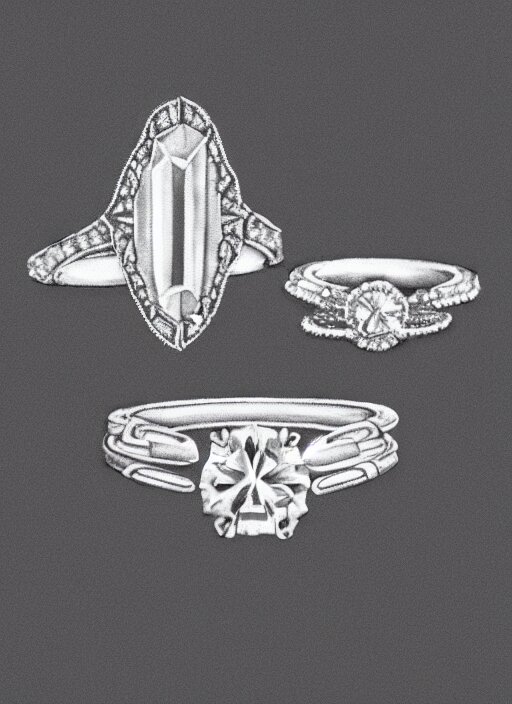 modern single line illustration of engagement rings