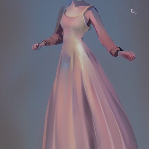 A woman wearing a dress, ArtStation trending, detailed, digital art, calm colors,