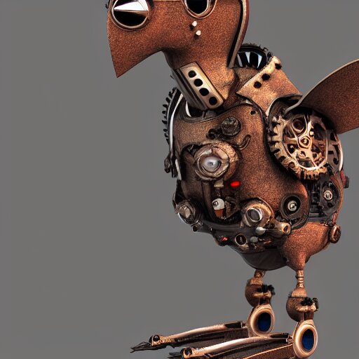 a robot bird,steampunk, 3d render,unreal engine