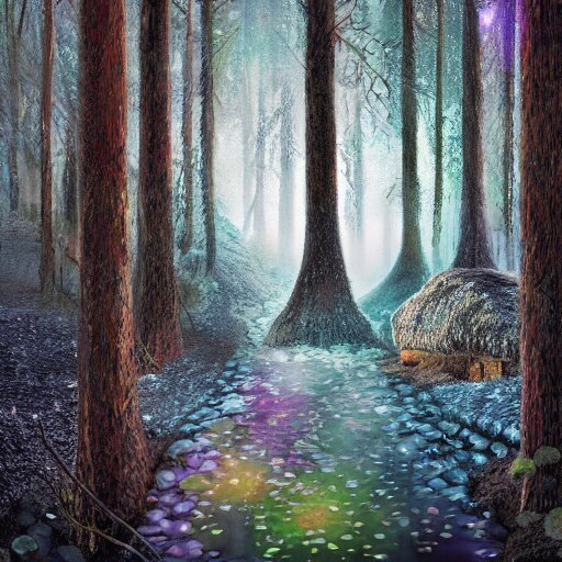 bright nordic forest, sparkling spirits, detailed wide shot, crayon, ground detailed, wet eyes reflecting into eyes reflecting into infinity, beautiful lighting