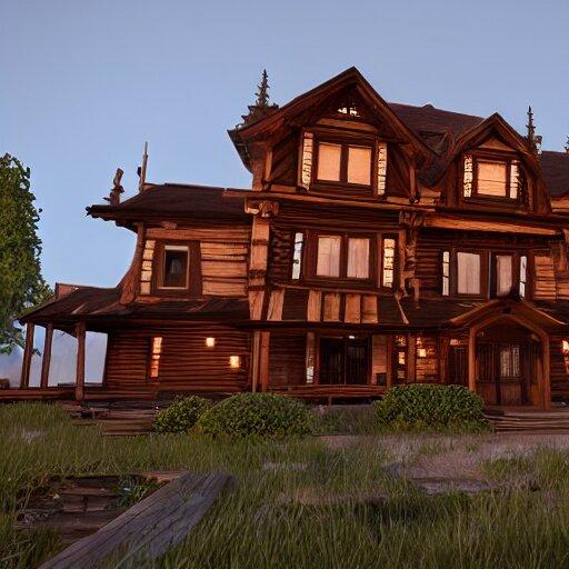 Peaceful wooden mansion, interior, unreal engine 5 tech demo, Asher Duran