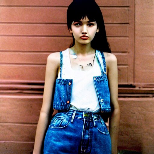 she, amazing, snapshot of, face, eyes, hair, neck of beautiful, fashionable, elegant, conservative, young, uzbek, fashion model and student, slender, tank top, denim shorts. image quite stunningly complex. nikon fm 2 film blow - up 