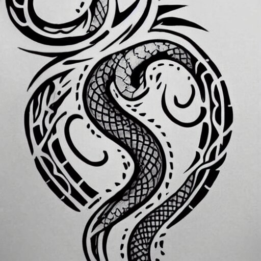 tattoo design, stencil, tattoo stencil, traditional, a snake surrounded by flowers