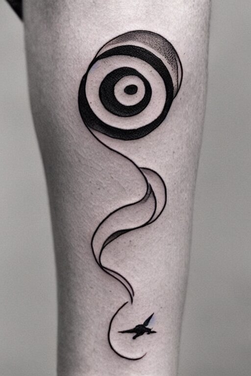 a simple tattoo design of birds flying in a 8 spiral, black ink, logo 