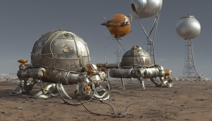 3 d high octane model of sputnik, fallout style, 8 k photorealistic, hd, high details, trending on artstation 