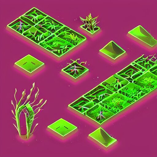 3 d mobile game asset is an isometric staircase with an organic isometric design based on bioluminescent alien - like plants inspired by the avatar's bioluminescent alien nature. around the stair, we can see plants that glow in the dark. all in isometric perspective and semi - realistic style item is in a black background 