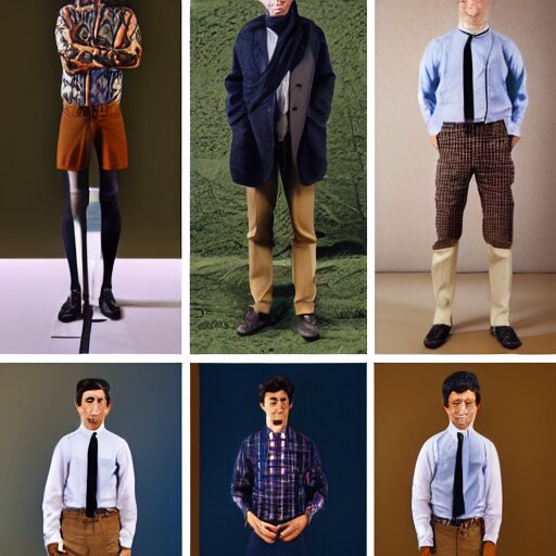 outlive smart casual collection lookbook grid, in the style of grand chamaco and stanley kubrick, inspired by rpg fantasy characters, photorealistic, epic, super technical, cinematic still 