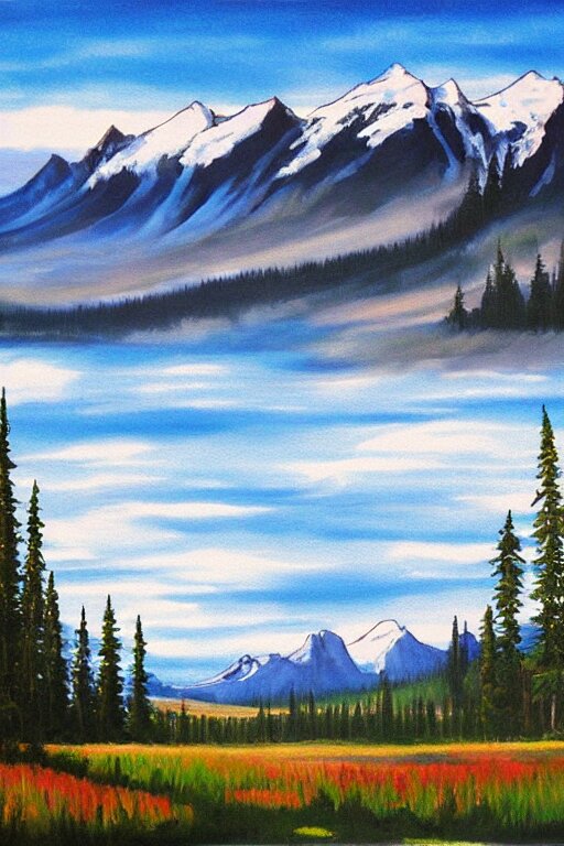 bob ross painting of alberta canada 