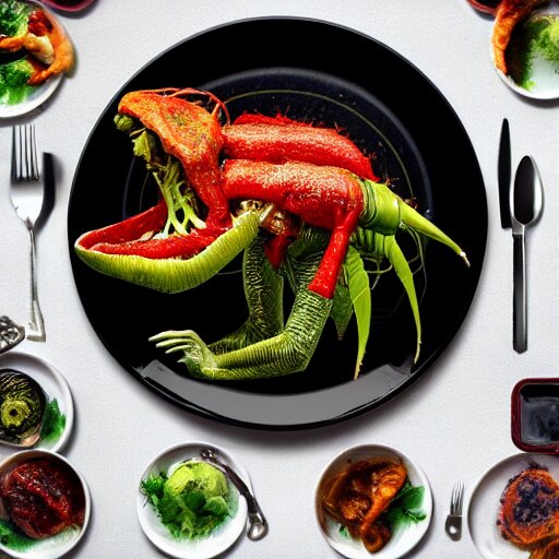 a strange alien meal, photorealistic, 8 k, professional food photography, trending on artstation 