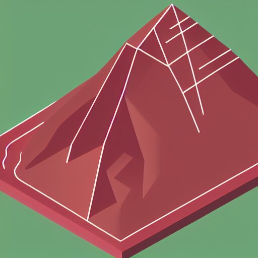 isometric view of a mountain with red gems as resources, svg