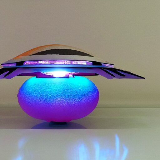 ufo sculpture toy on display 