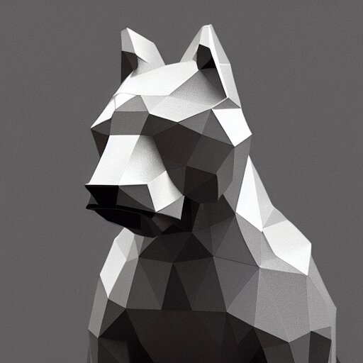 stainless steel dog, low-poly, 4k, studio lighting, cycles render