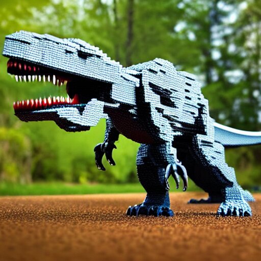 photo of a T-Rex made of Lego, cinematic drama scene, scary 8k