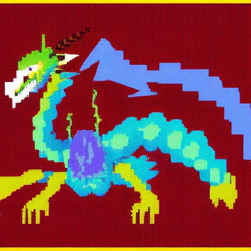 low resolution pixel art of a dragon, simple, digital art