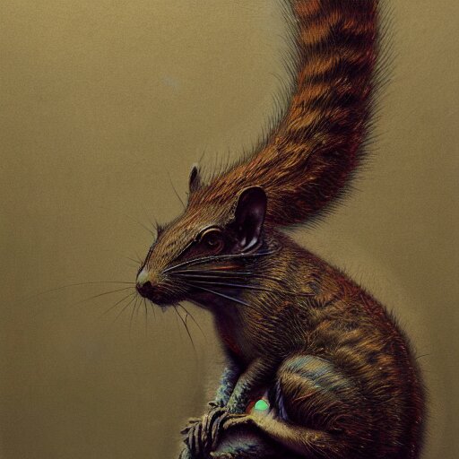 a highly detailed long shot photo of cyberpunk mechanical squirrel character by ayami kojima, beksinski, giger, intricate, digital painting, artstation, intricate, concept art, smooth, sharp focus, illustration 