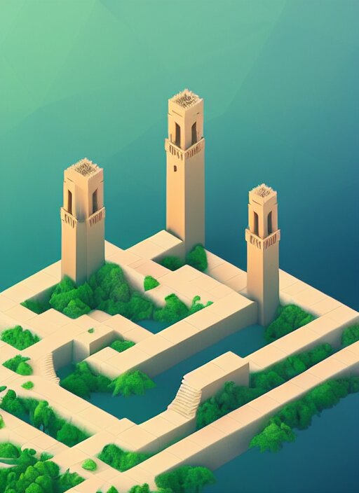 a low poly isometric render of saudi arabia in the style of monument valley, floral!, intricate, elegant, smooth shading, soft lighting, illustration, simple, solid shapes, by magali villeneuve, jeremy lipkin and michael garmash, rob rey and kentaro miura style, octane render 