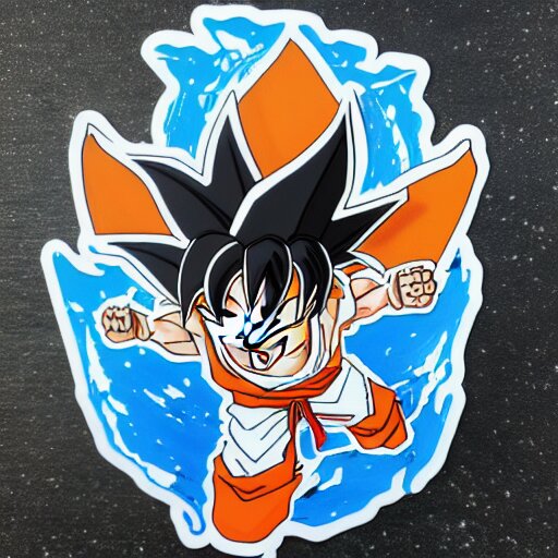 die cut sticker, goku with a strawhat, splatter paint 