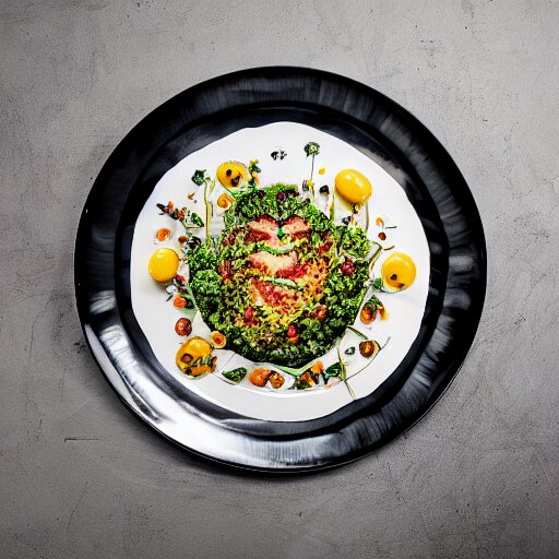 a nice big plate that is almost empty, culinary art photography 