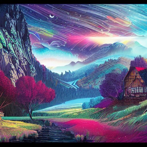 Futurescape, rainbows, unicorns, highly detailed landscape art ...