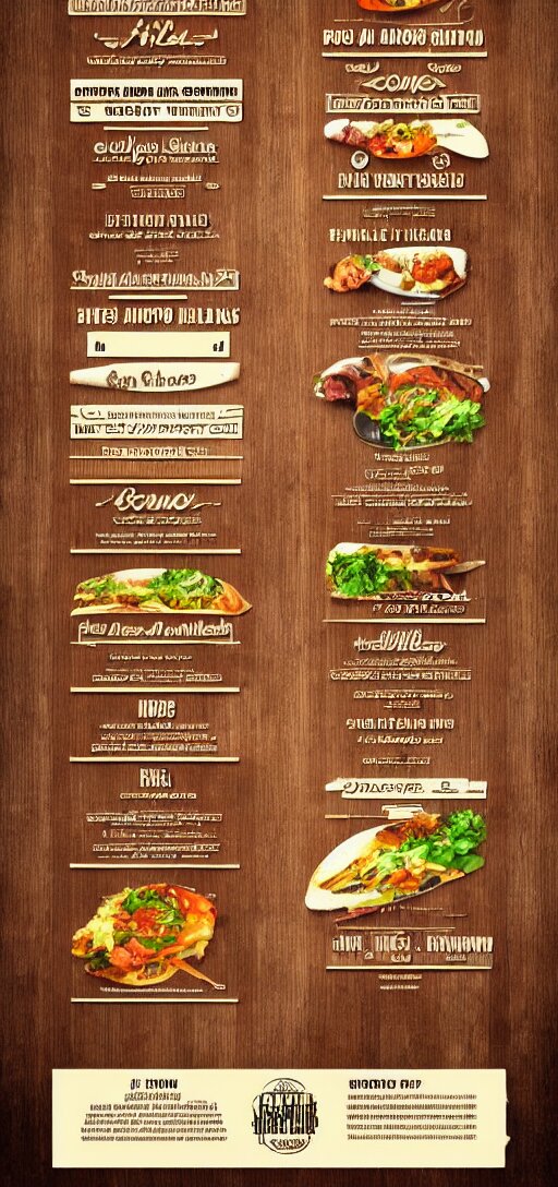 a very high image of a graphic menu for a grill house, graphic, template, design, cool, grill, food photography, no text 