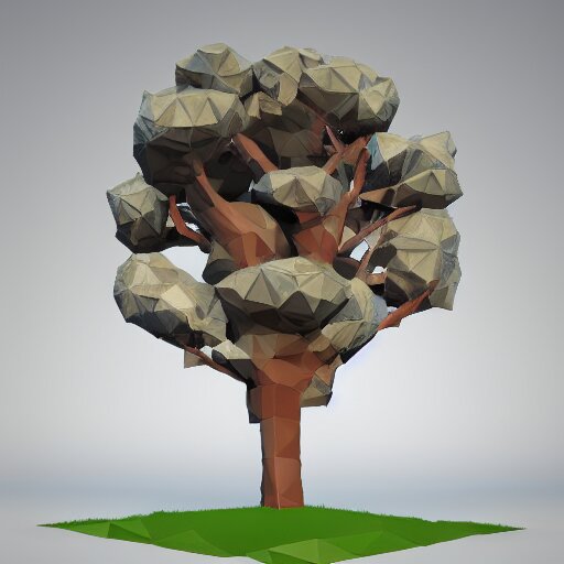 a low poly 3d object of the tree used in mobile game, large and majestic