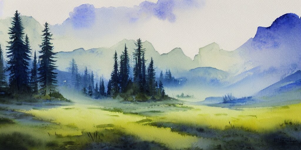 landscape, watercolor painting, trending on artstation 