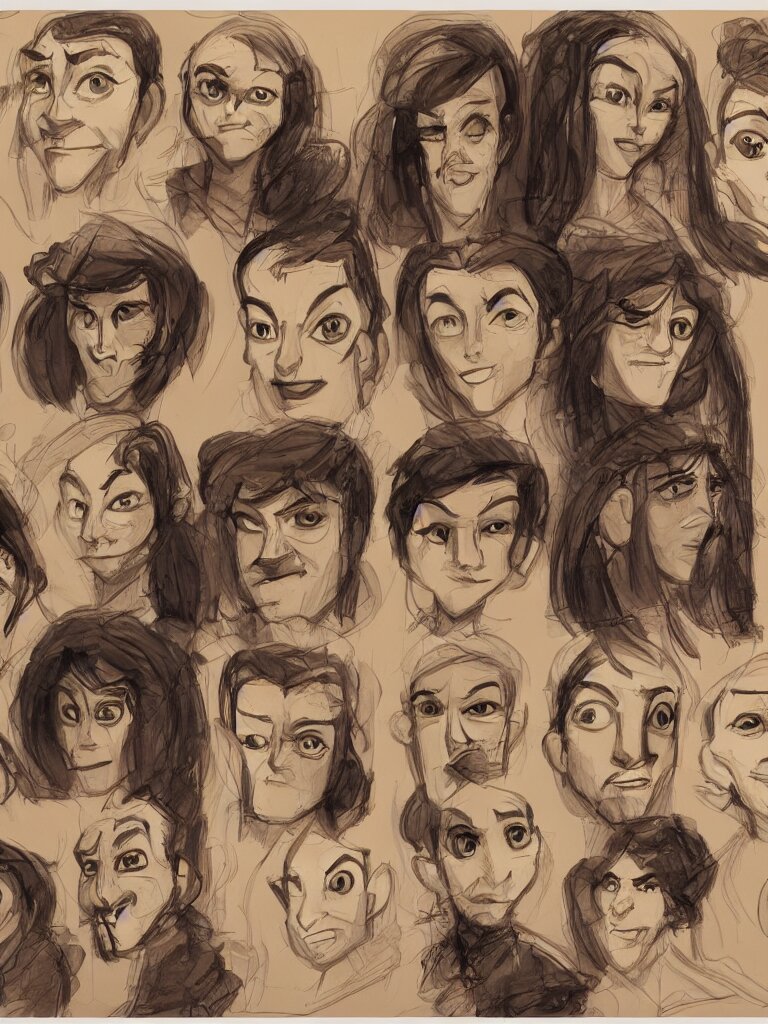 faces by disney concept artists, blunt borders, rule of thirds 