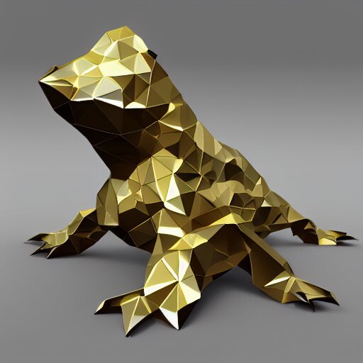 a metallic crystal creature, 4K HD, low poly