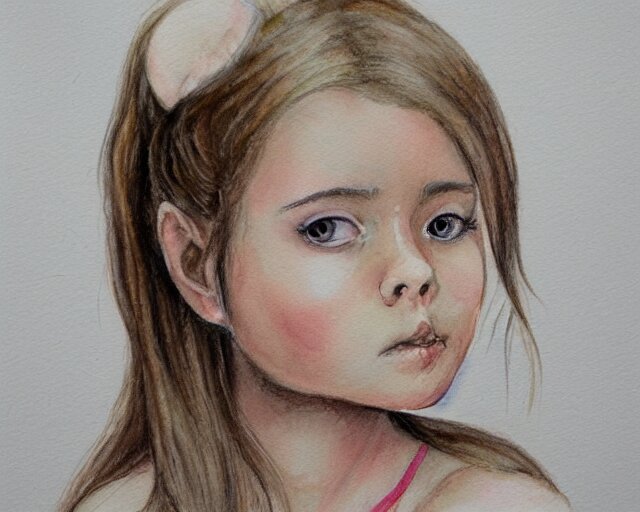 a girl with the ice cream watercolor colored pencil painting trending on artstation 