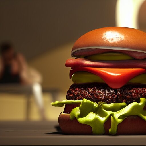 humanburger, 8k ultra realistic, award winning, unreal engine 5, masterpiece commerical, advertisement