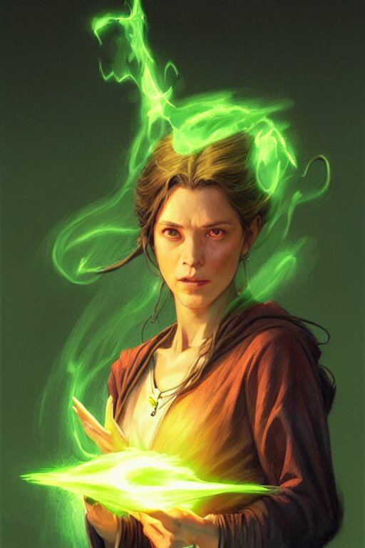 a female wizard casting a green fireball | | pencil sketch, realistic shaded, fine details, realistic shaded lighting poster by greg rutkowski, magali villeneuve, artgerm, jeremy lipkin and michael garmash and rob rey 