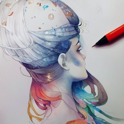 our desperation, selfishness, and our effort to save the world and ourselves in the face of all this modernity stand before us like a lyrical blow of wind, award winning watercolor pen illustration, by caroline choi, drawn over by artgerm, drawn over by range murata 