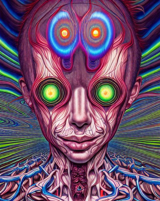 human spirit breaking away, conjuring psychedelic background, part by shintaro kago, part by alex gray, ross tran, james jean, ultra realistic, highly detailed, 8 k, trending on artstation, symmetry 