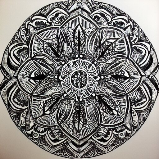 a hyper detailed organic biomorphic black and white ink drawing of a super symmetrical mandala lizzie snow zen pattern zentangle henna hyper realism crazy detail 