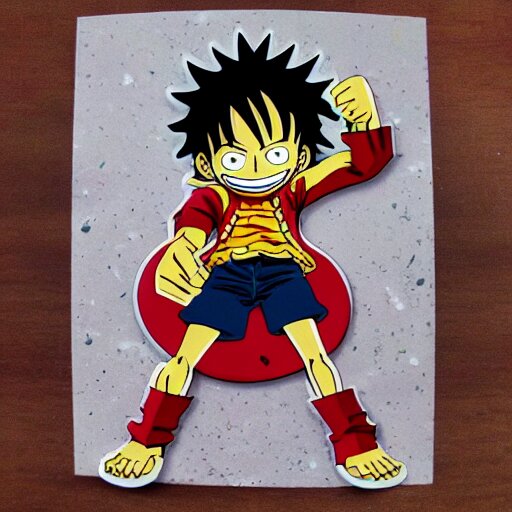 die cut sticker, luffy gear 5, splatter paint 