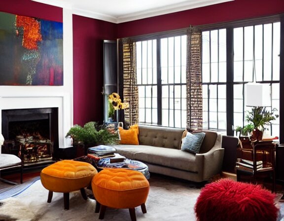 apartment designed by nate berkus, rich royal colors 