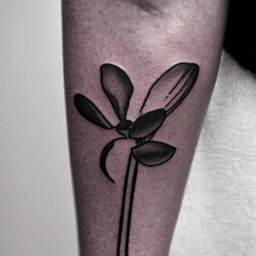 simple tattoo of an orchid sprouting from the earth