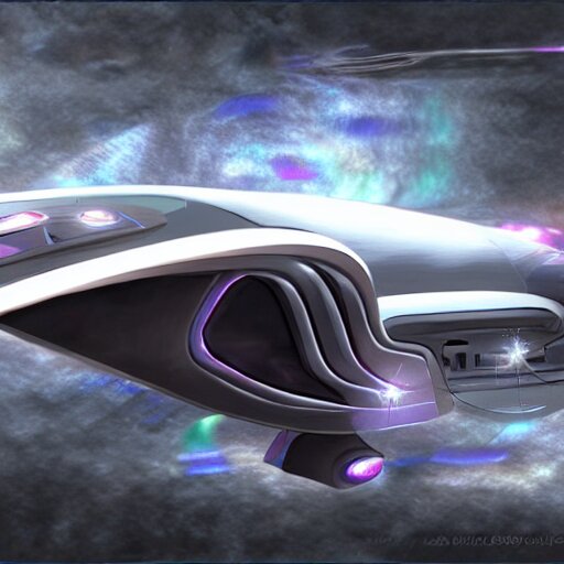 a hiper realistic digital art of a futurist spaceship car 