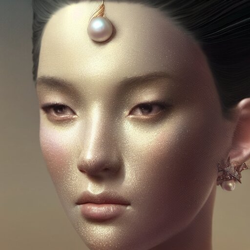 a beautiful portrait of a pearl goddess with glittering skin by greg rutkowski and raymond swanland, trending on artstation, ultra realistic digital art 