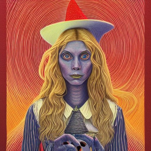 colored pencil art on paper, pretty witch, by casey weldon, highly detailed, artstation, masterpiece, award - winning, caran d'ache luminance 