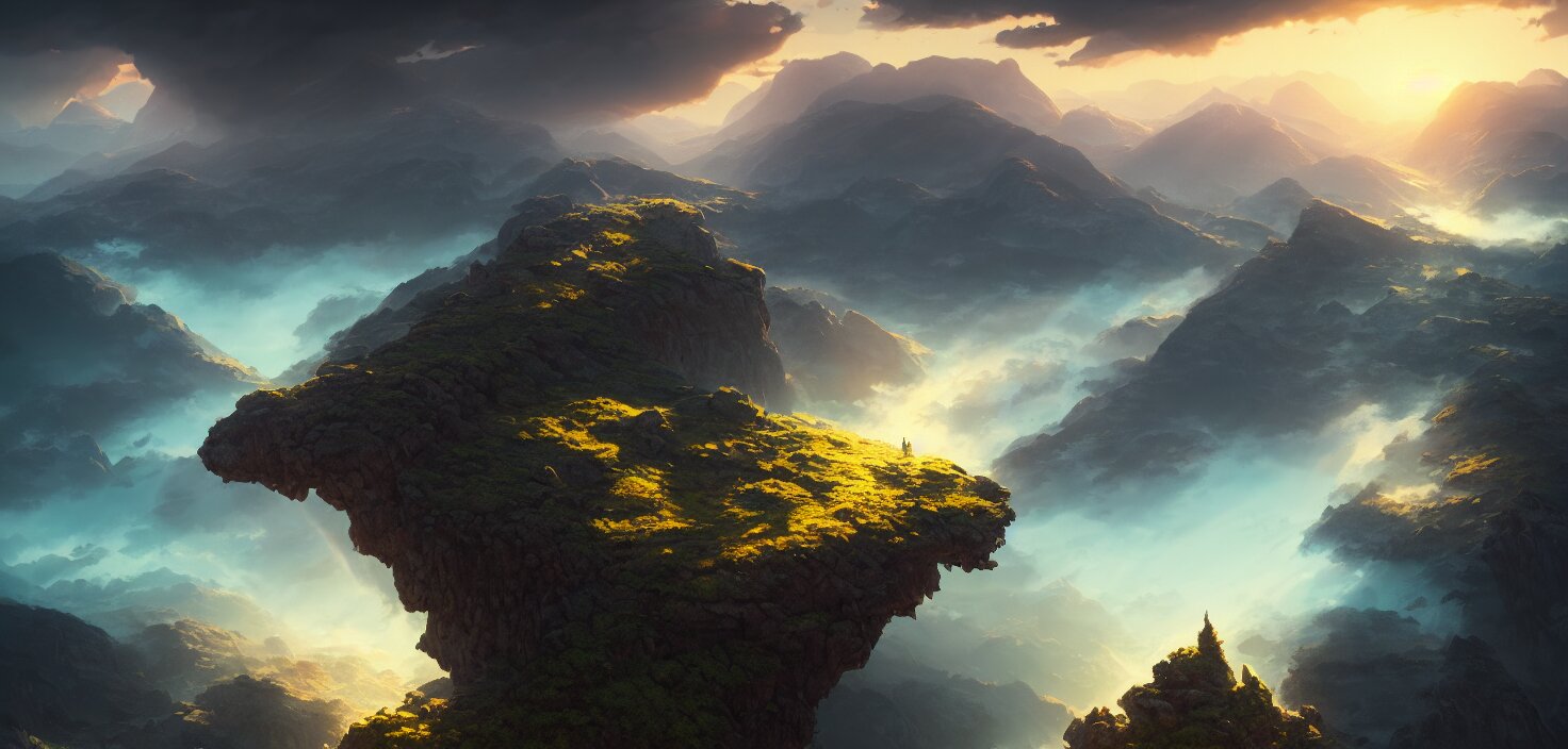 nature landscape, aerial view, drone photography, cinematic, mountains and ocean, cinematic view, epic sky, detailed, concept art, high detail, warm lighting, volumetric, godrays, vivid, beautiful, trending on artstation, by jordan grimmer, art greg rutkowski 