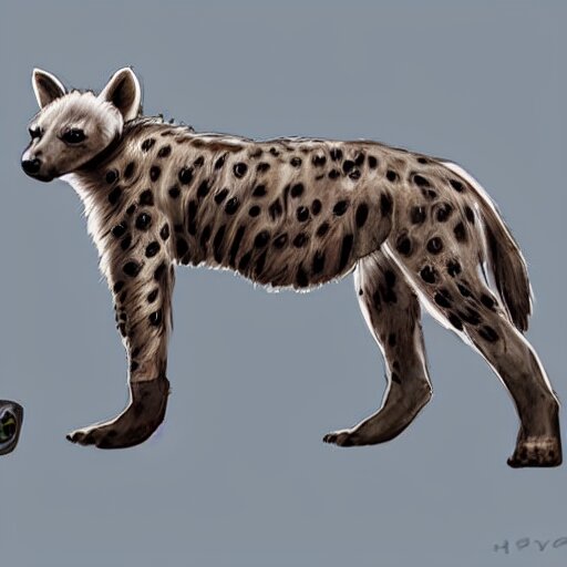 very cute baby cyborg hyena, realistic concept art, cyberpunk 