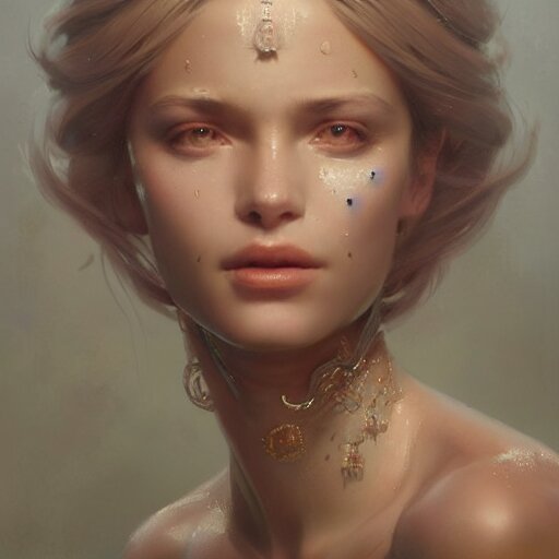 a beautiful portrait of a goddess with pearly skin by greg rutkowski and raymond swanland, trending on artstation, ultra realistic digital art 