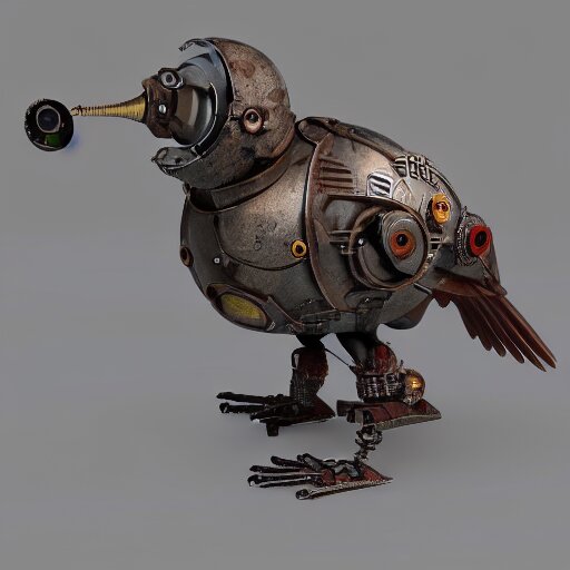 a robot bird,steampunk, 3d render,unreal engine