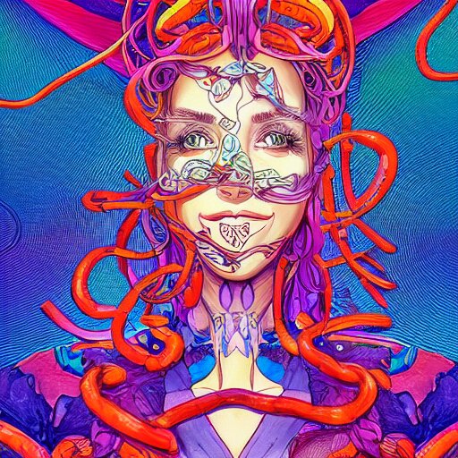 the face of a ridiculously beautiful and pretty woman partially made of onion rings of all colors looking up, an ultrafine detailed illustration by james jean, final fantasy, intricate linework, bright colors, behance contest winner, vanitas, angular, altermodern, unreal engine 5 highly rendered, global illumination, radiant light, detailed and intricate environment 