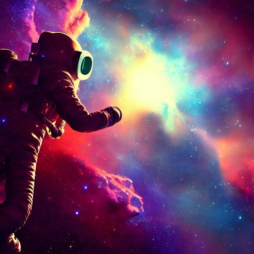 astronaut looking at a nebula , digital art , trending on artstation , hyperdetailed , matte painting , CGSociety