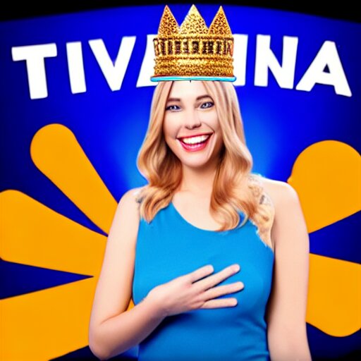 Trivia TV show with blue crown logo