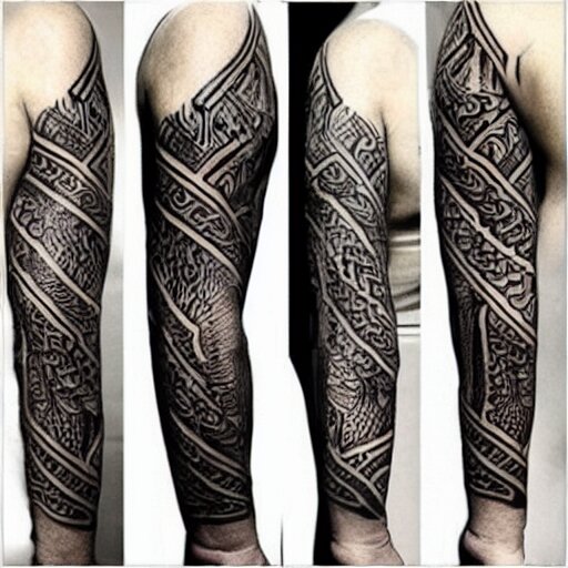 tribal tattoo along forearm